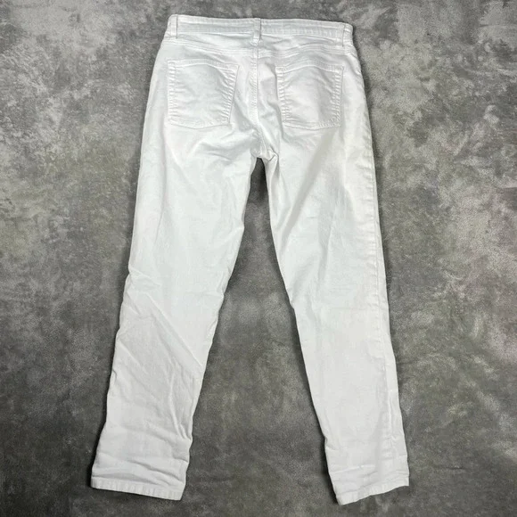 Eileen Fisher Jeans Womens 8 White Organic Cotton Slim Ankle Mid Rise Neutral - Picture 4 of 8